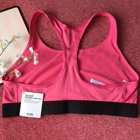 Victoria’s Secret The Player Racerback Sports Bra Tropical Pink Small NEW - Picture 3 of 4